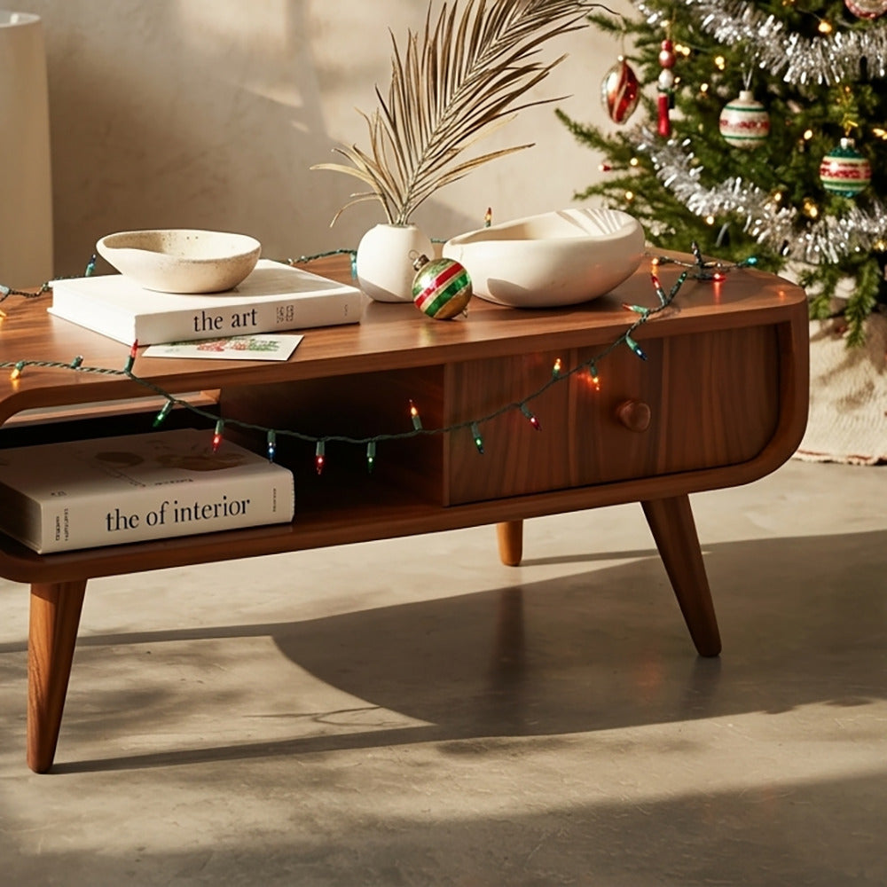 Elegant solid wood coffee table for holiday decor