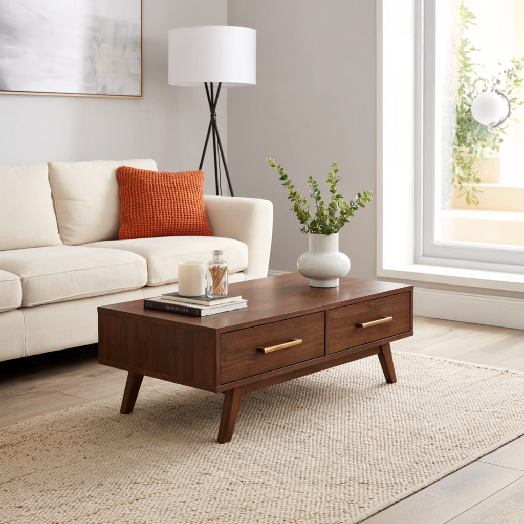 Mid-century modern low-profile coffee table for seasonal home styling