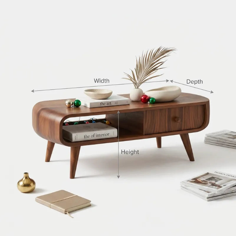 Mid-Century Modern Christmas Solid Wood Coffee Table