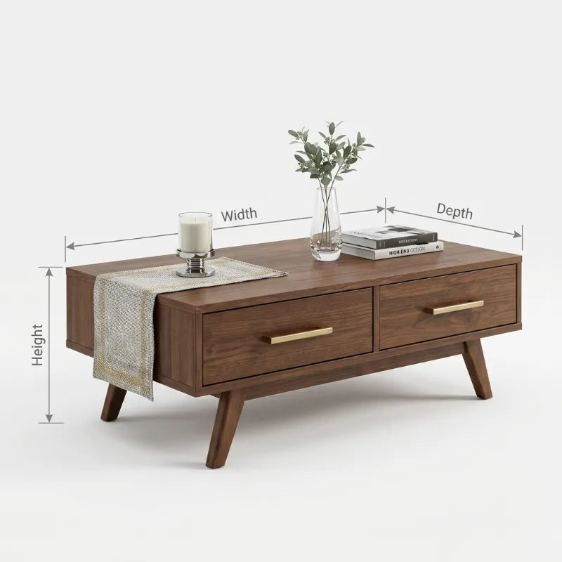 Mid-Century Modern Low-Profile Christmas Solid Wood Coffee Table