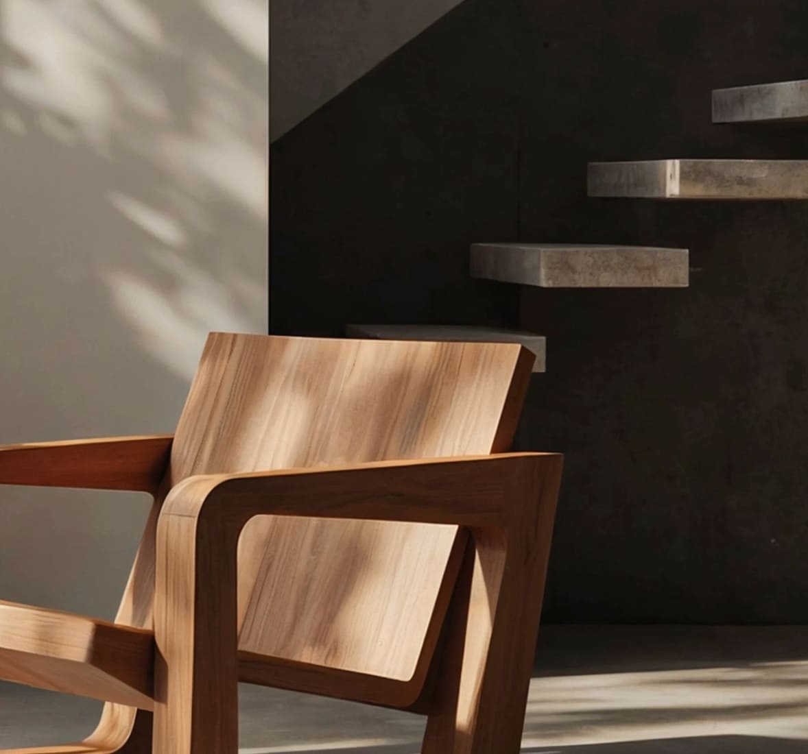 Solid wood chaise lounge featuring clean mid-century lines