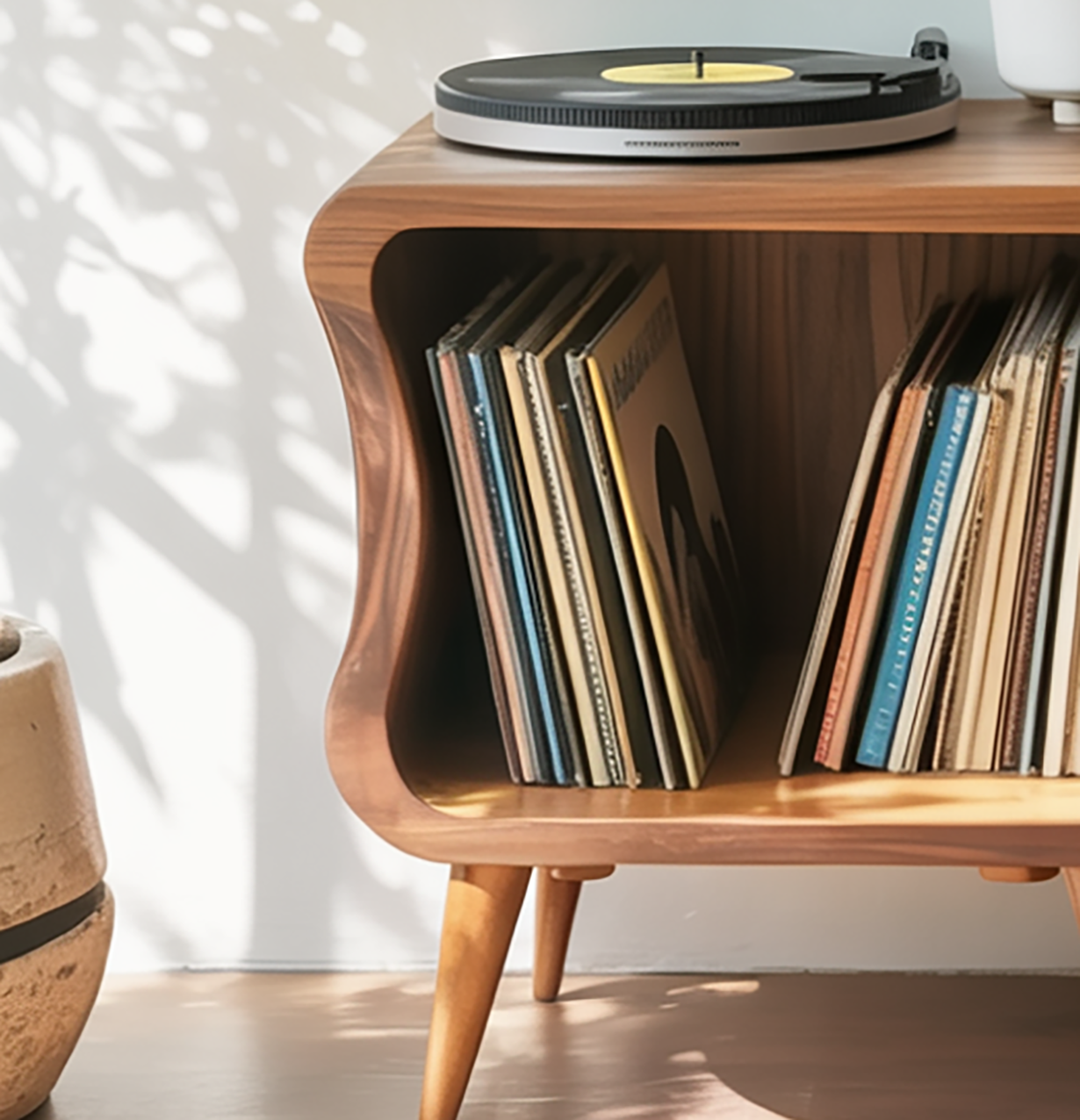 Mid Century Solid Wood Record Player Stand For Living Room