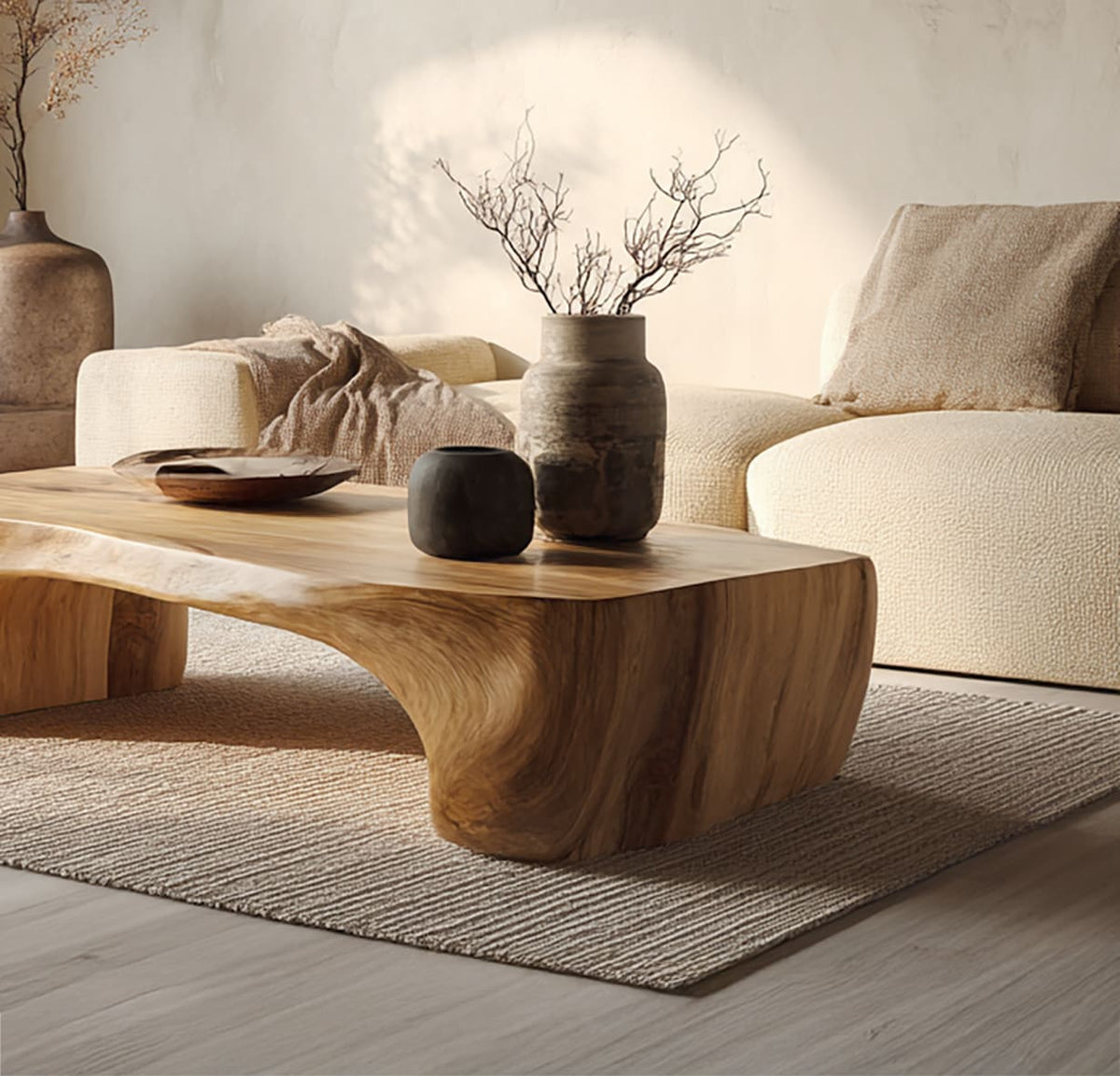 Rustic solid wood living room coffee table