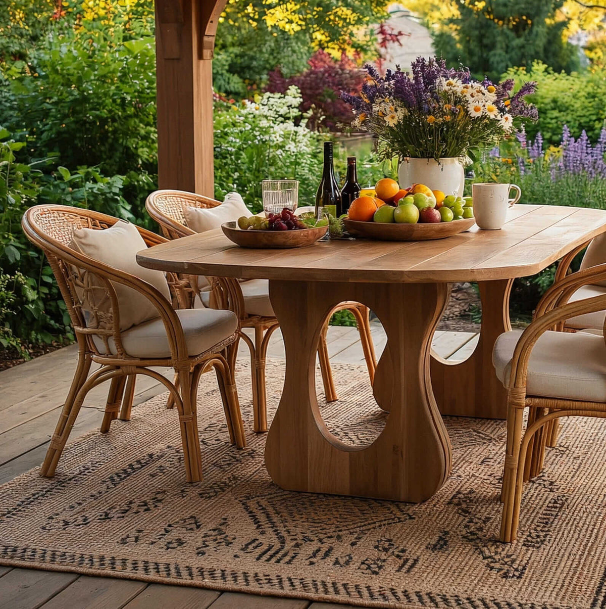 Solid wood dining table featuring classic mid-century modern design elements