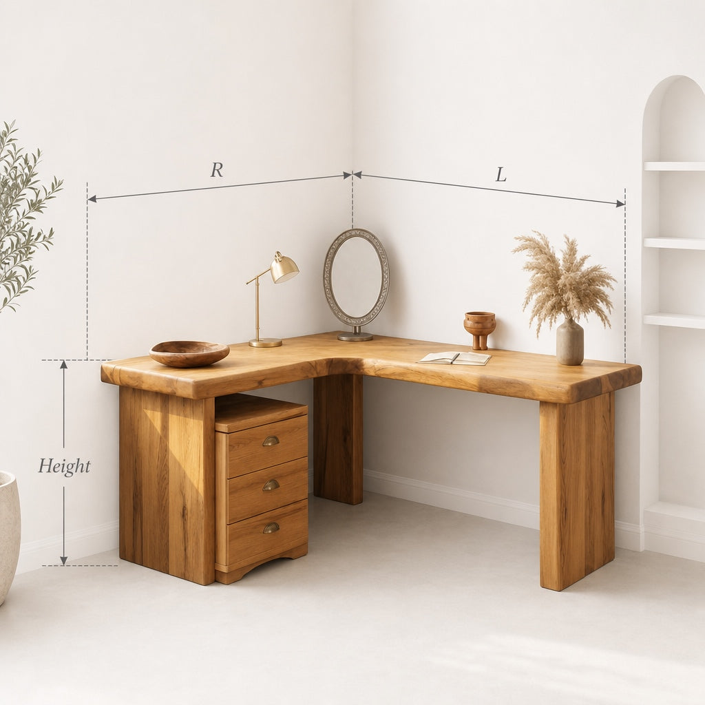 Minimal Organic Vanity Table Makeup Desk Corner L Shape Bedroom And Vanity Area