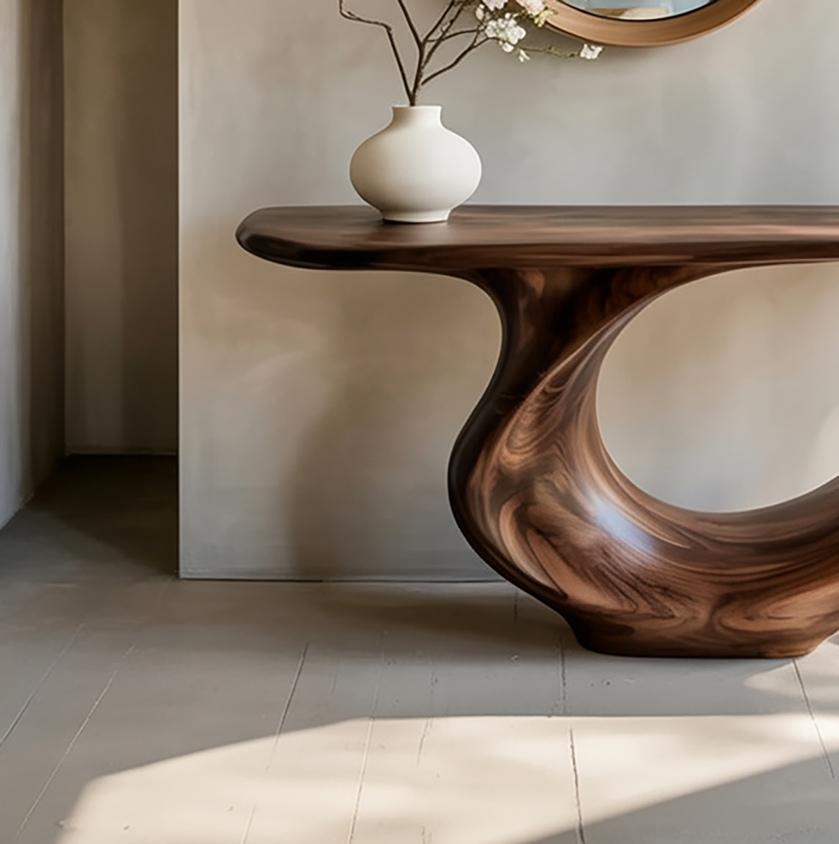 Handcrafted wooden console table for modern hallway decor