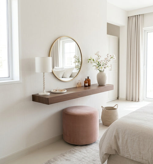 Minimalist Solid Wood Thick Floating Vanity Shelf & Wall Console