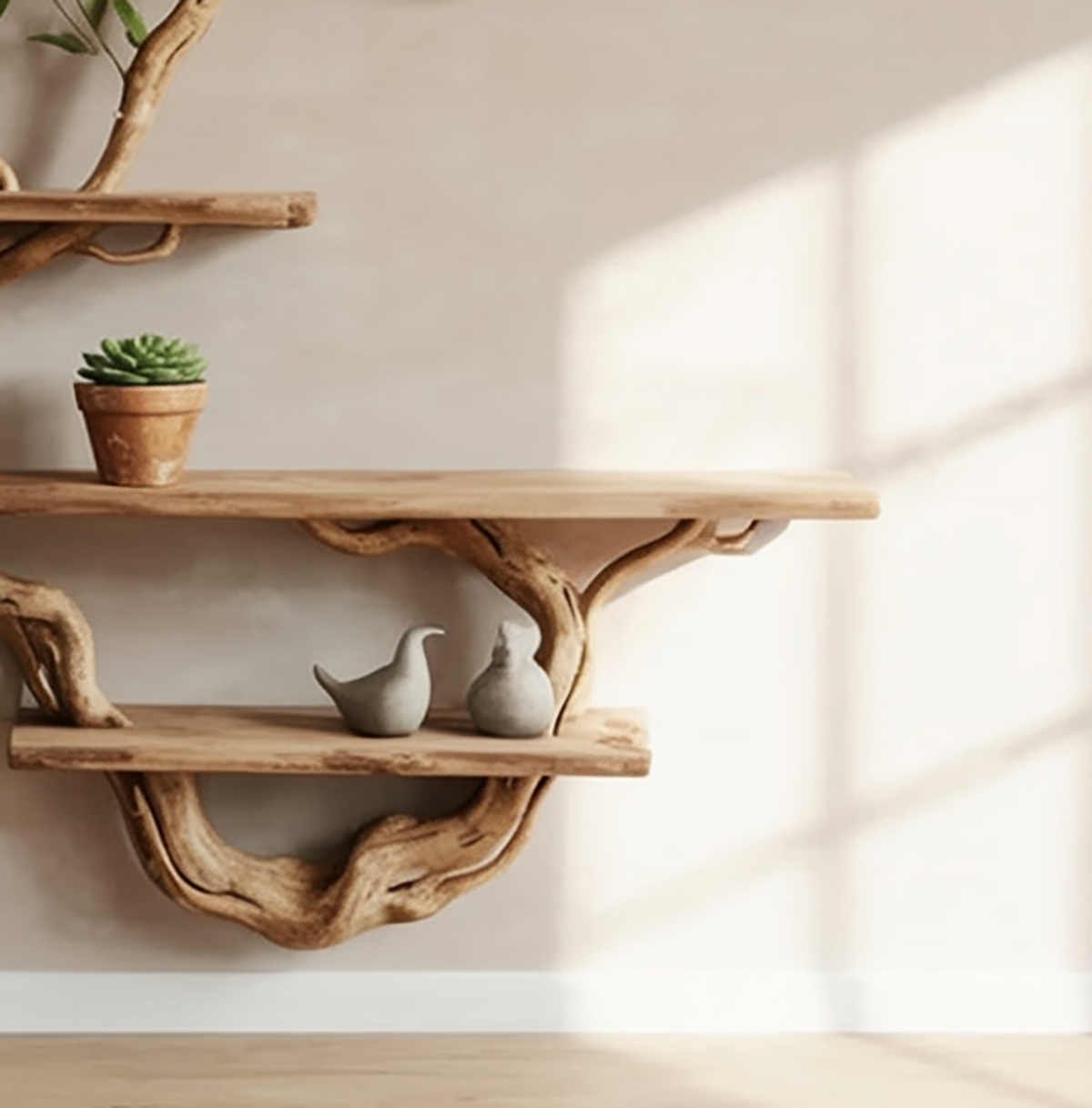Tree shaped bookshelf handcrafted from natural solid wood