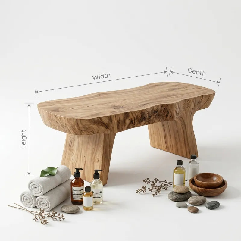 Minimalist Organic Shower Bench For Bathroom Or Spa
