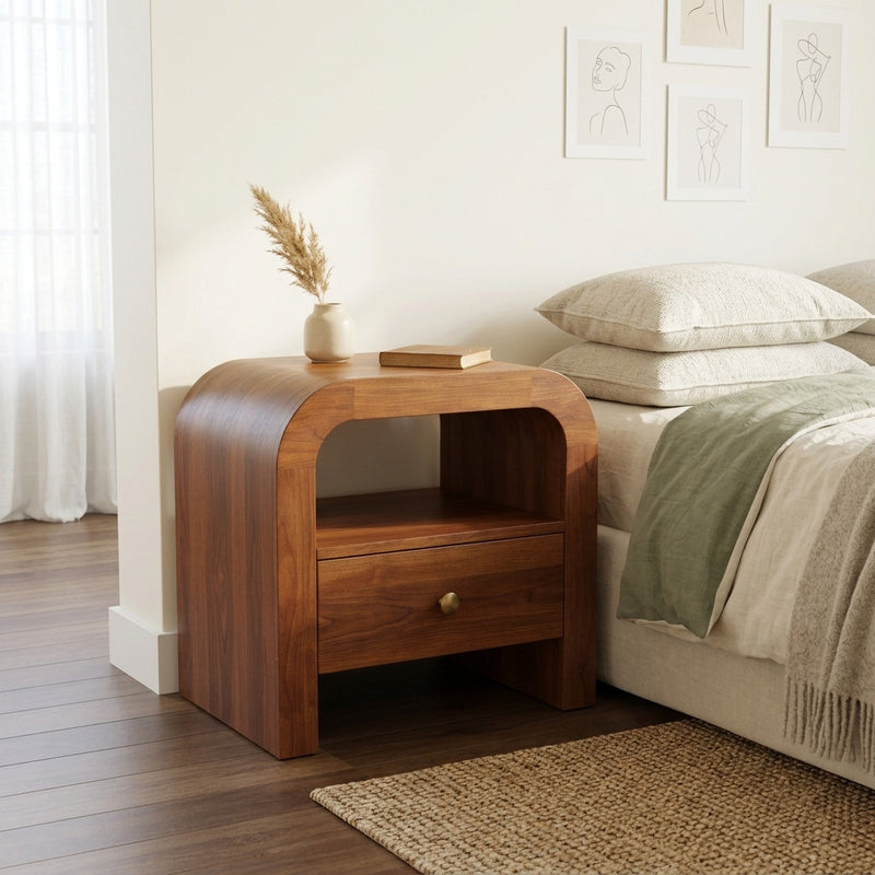 Modern wooden bedside table crafted from solid wood