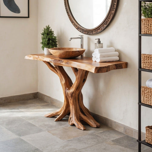 Modern Live Edge Bathroom Vanity Handmade Wood For Bathroom Decor