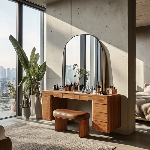 Modern Solid Wood Floating Vanity Desk – Elegant Contemporary Masterpiece