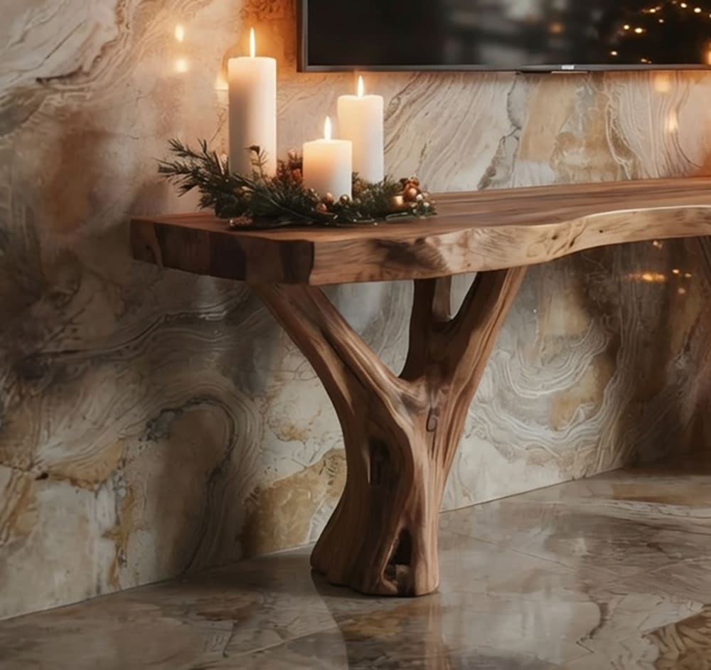 Contemporary solid wood TV console with a sleek design