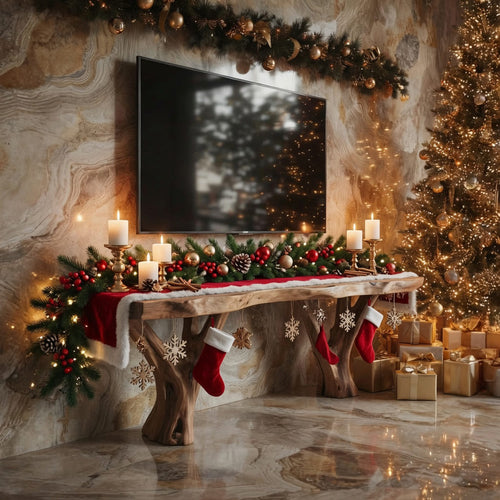 Modern Solid Wood TV Console For Christmas Entryway Living Room