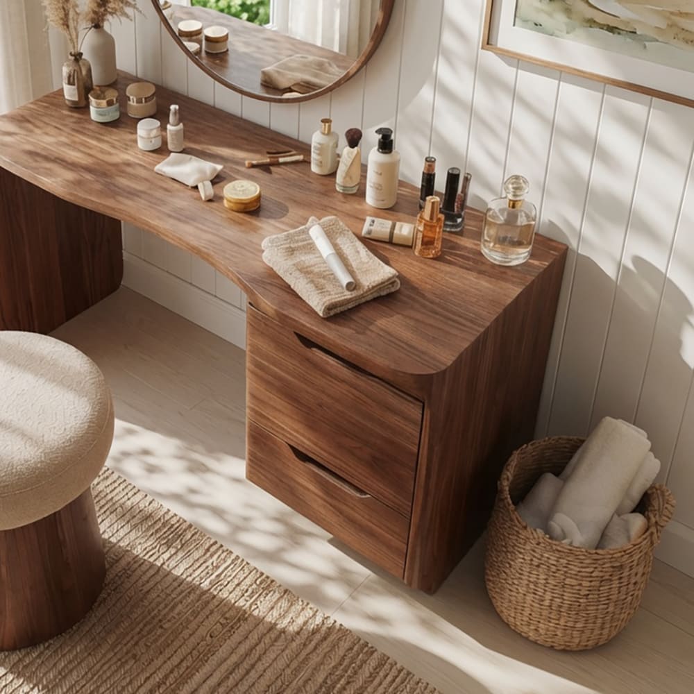 Minimalist makeup vanity table crafted from premium wood
