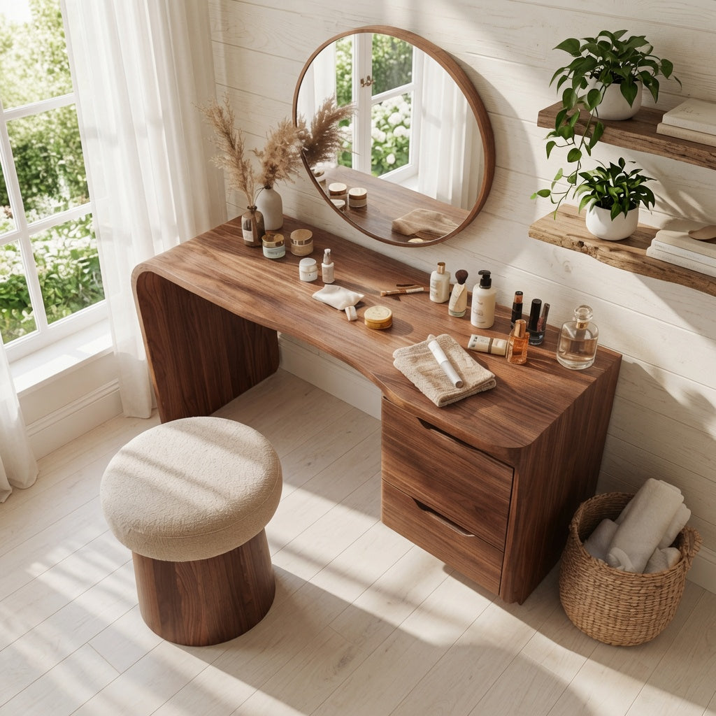 modern dressing table 59" Makeup Vanity Desk, with 4 Drawers (Without Mirror), Black 15.9D x 48.3W x 53.3H Item Weight JASIWAY Modern Dressing Table with