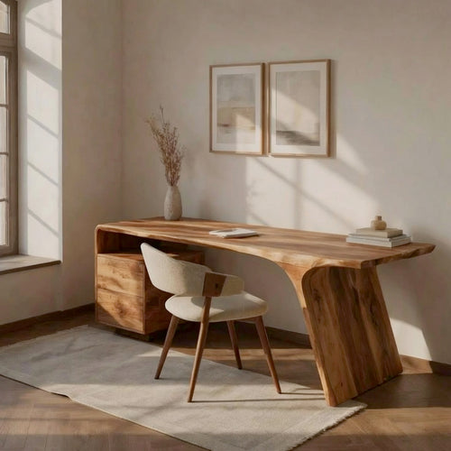 Modern Wooden Desk With Drawers For Workspace