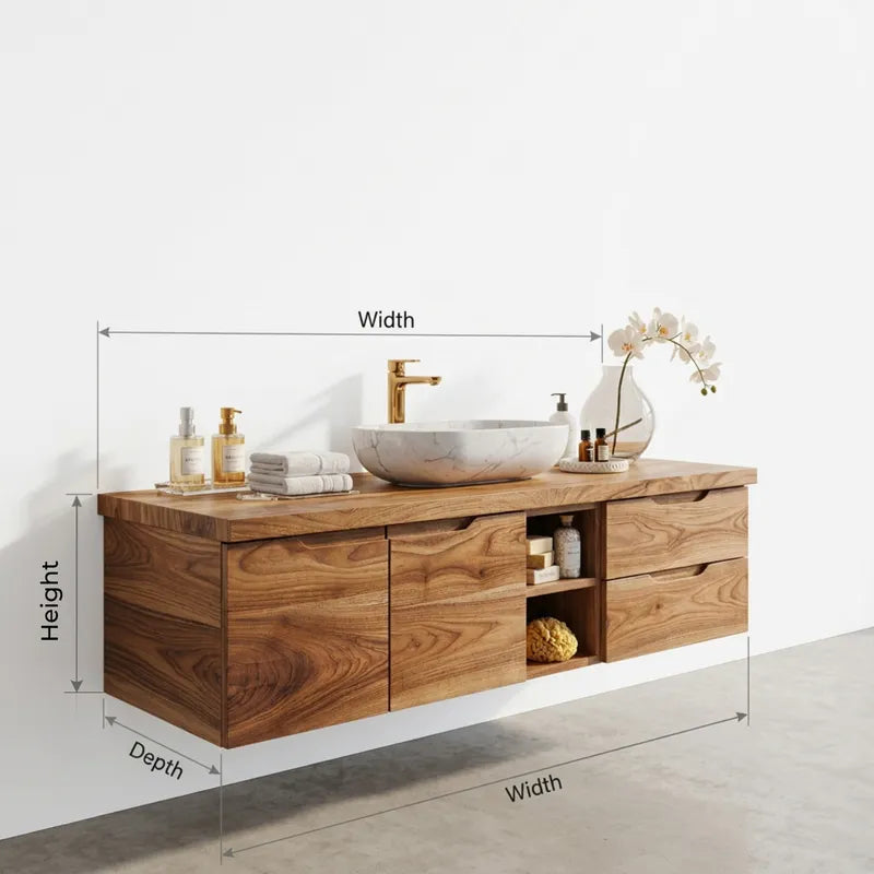 Modern Floating Solid Wood Bathroom Vanity