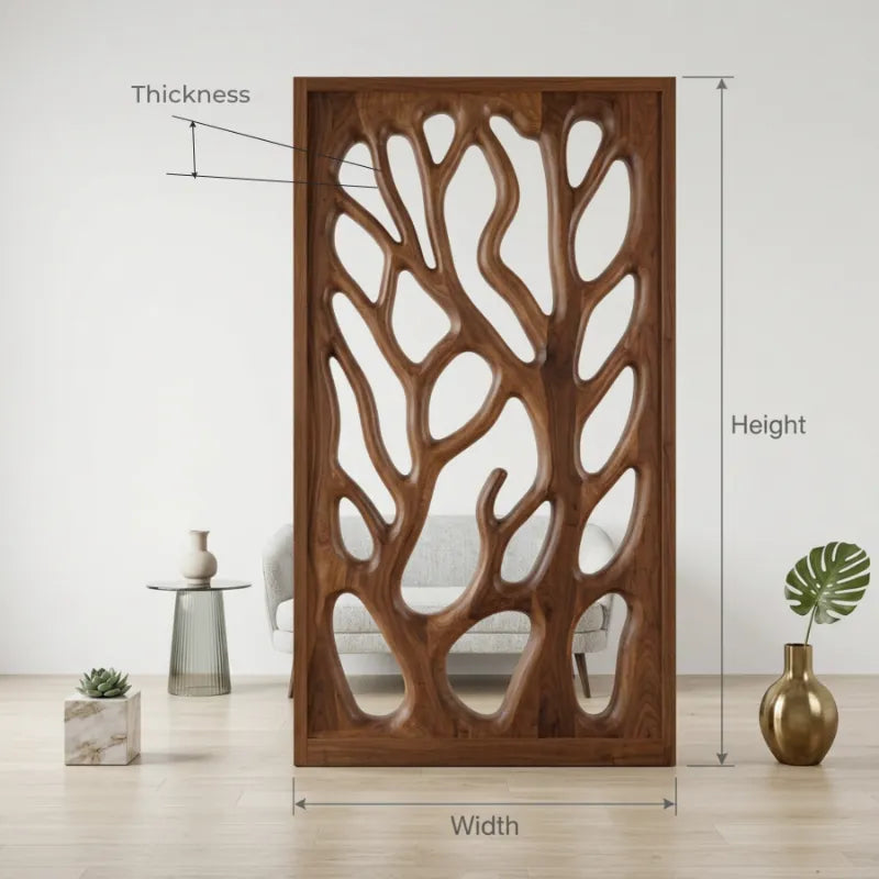 Modern Flowing Carved Divider For Living Room