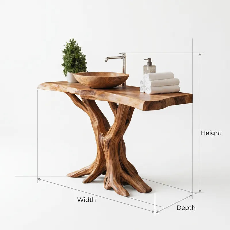 Modern Live Edge Bathroom Vanity Handmade Wood For Bathroom Decor