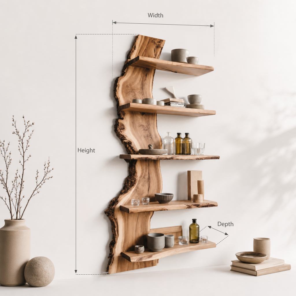 Modern Live Edge Floating Shelf For Kitchen