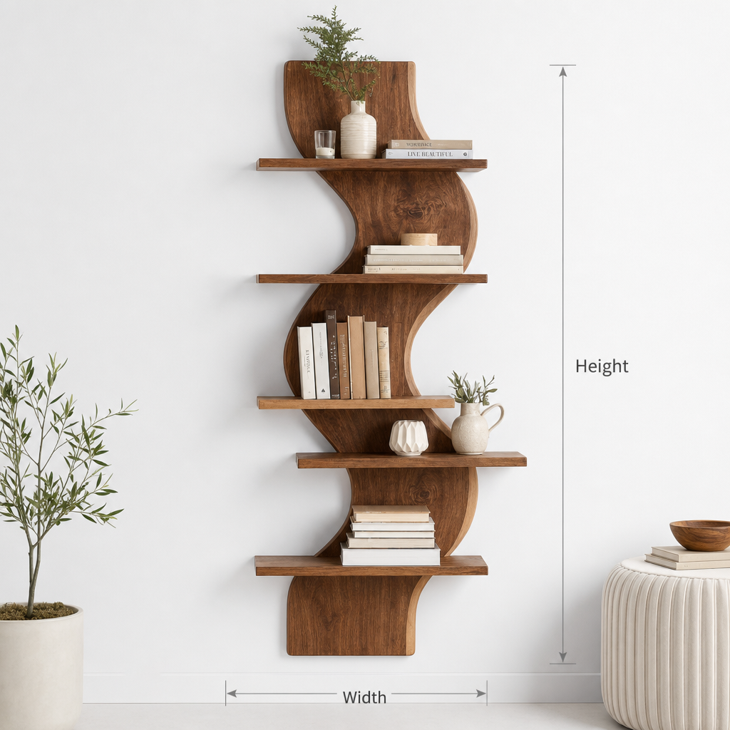 Modern Live Edge Floating Storage Shelf For Bedroom