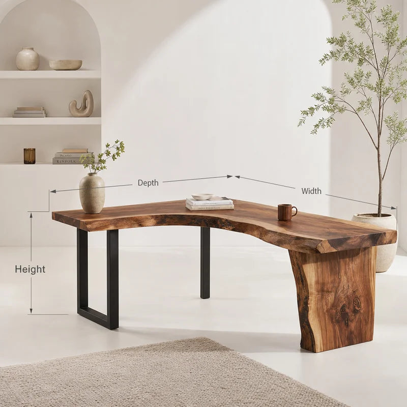 Modern Live Edge L Shaped Desk For Study Room