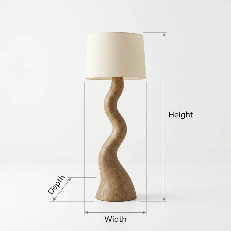Modern Natural Wood Sculptural Floor Lamp For Living Room Decor