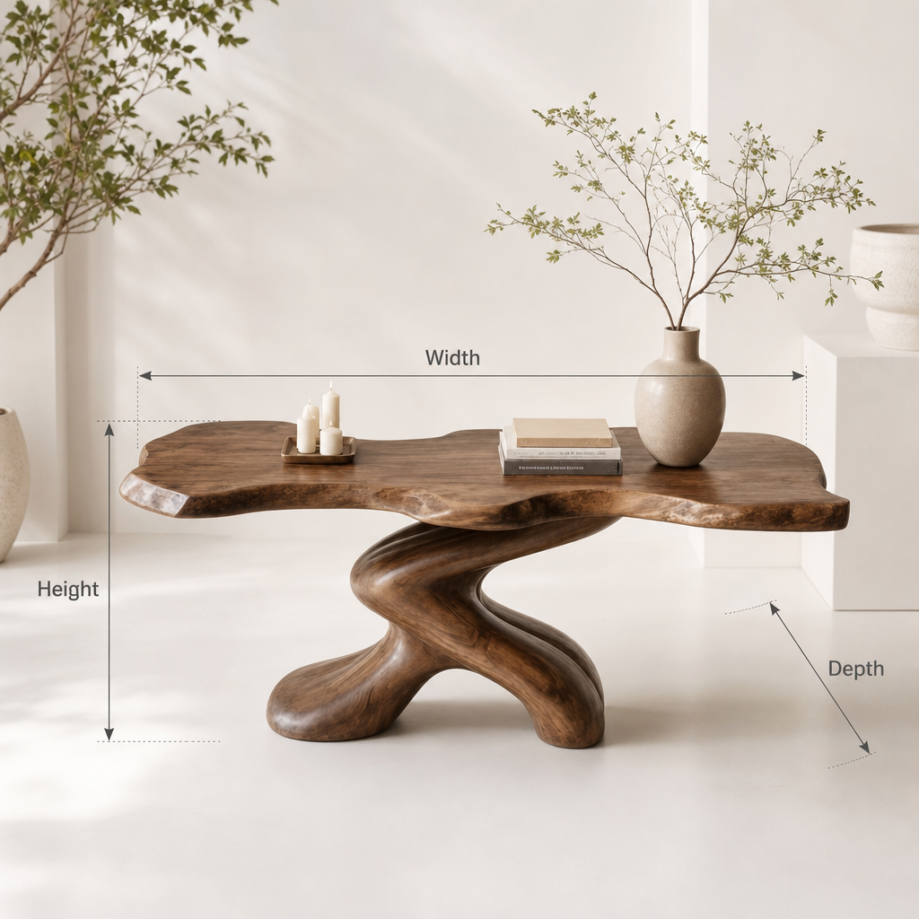 Modern Rustic Solid Wood Console Table – Handcrafted Sculptural Base Hallway & Entryway Table