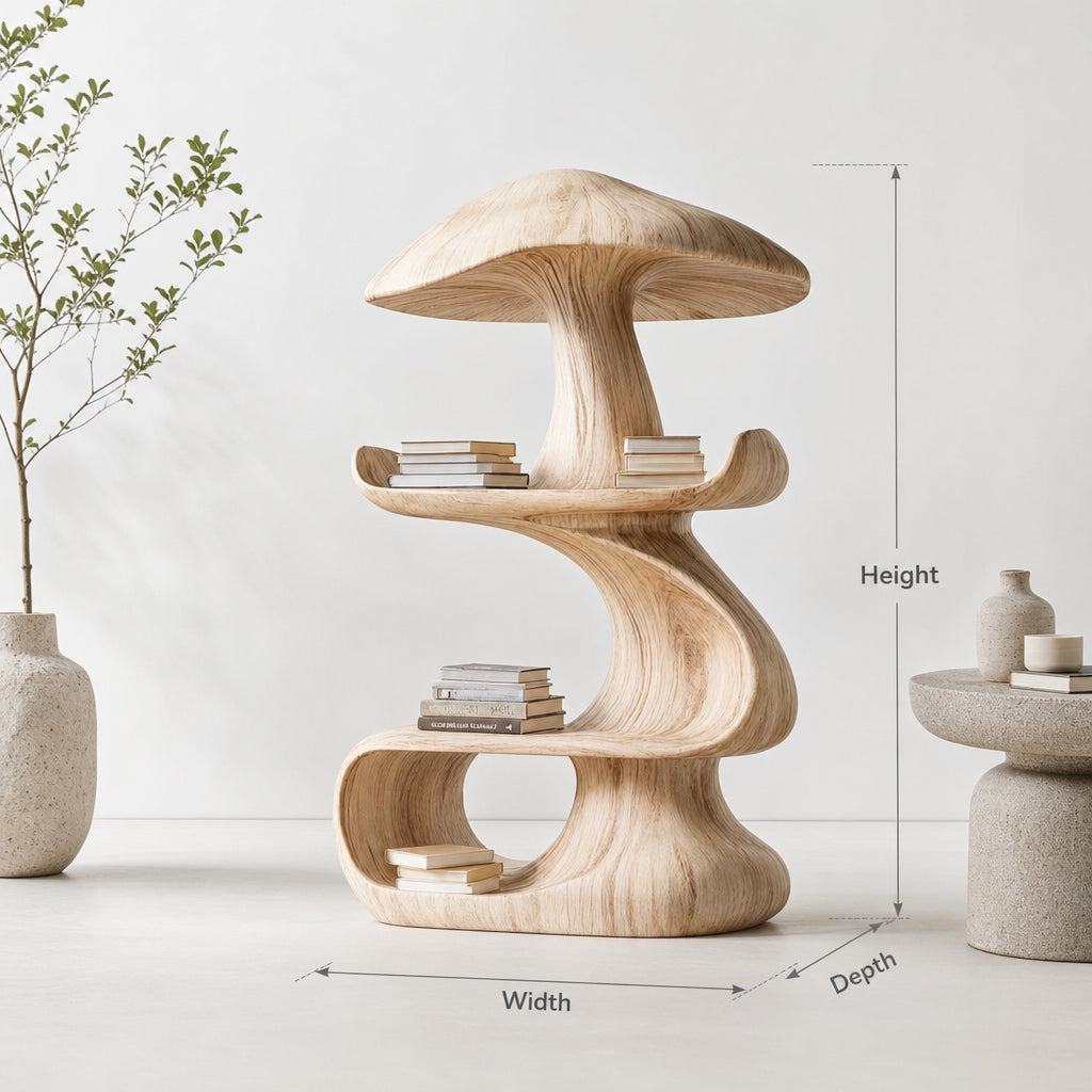 Modern Sculptural Mushroom Shelf For Reading Nook And Interior Decor