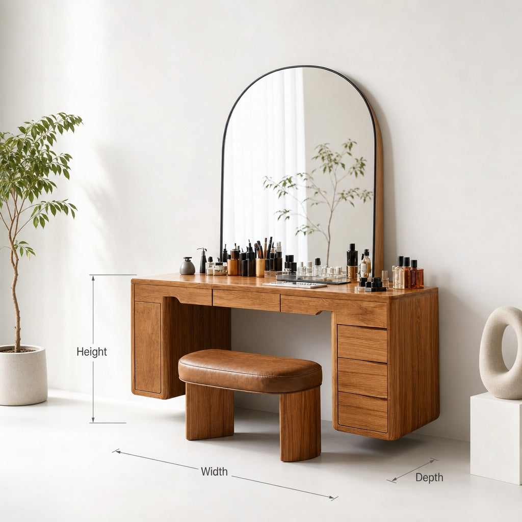 Modern Solid Wood Floating Vanity Desk – Elegant Contemporary Masterpiece