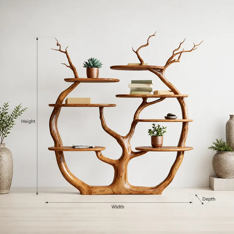 Modern Tree Shaped Wall Shelf – Large Live Edge Bookshelf with Branches