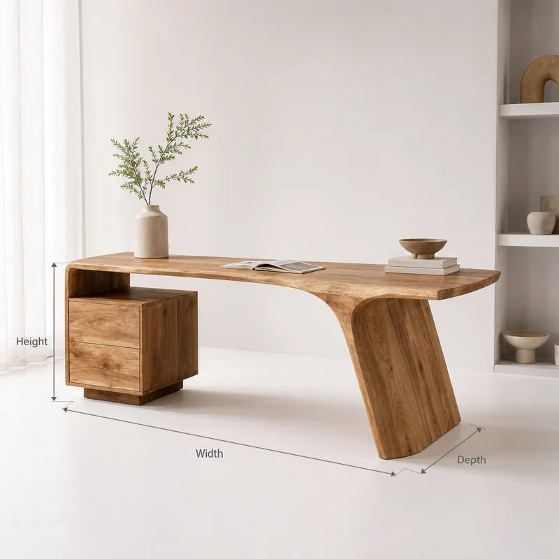 Modern Wooden Desk With Drawers For Workspace