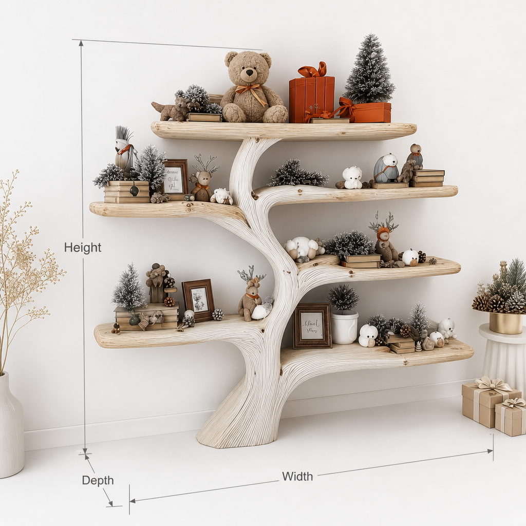 Montessori-Inspired Tree Bookshelf – Handmade Wooden Wall Shelf for Kids Room