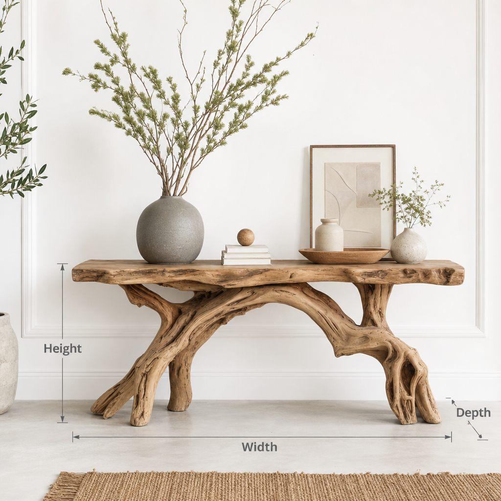 Narrow Live Edge Console Table – Rustic Floating Entryway Shelf