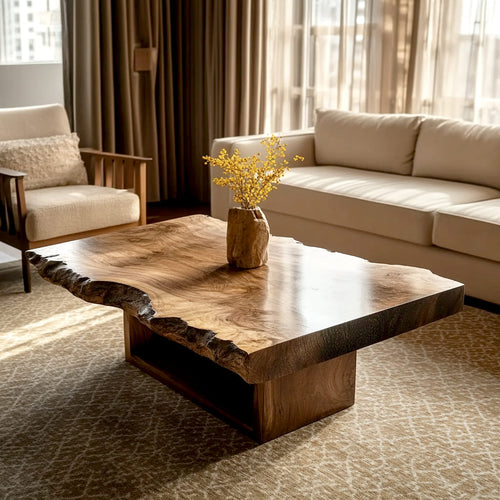 Natural Edge Irregular Solid Wood Coffee Table – Bold Living Room Table