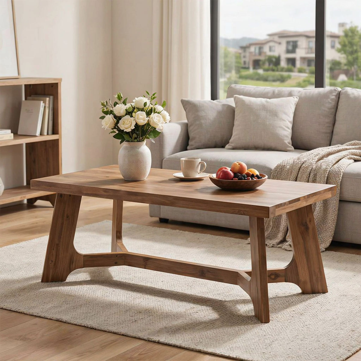 Organic edge coffee table paired with modern seating in a minimalist home