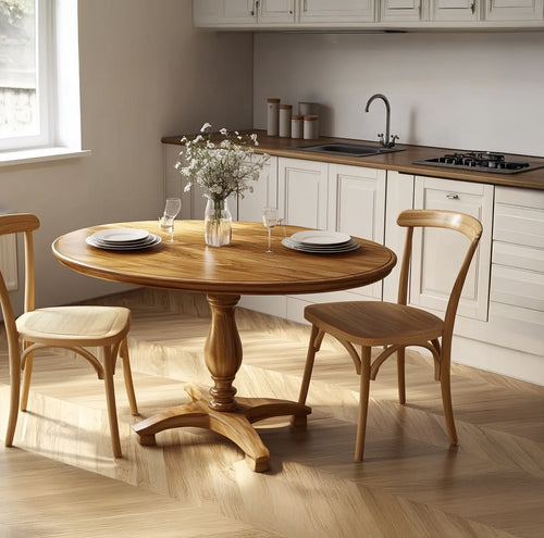 Natural Wood Round Dining Table – Organic Modern Kitchen Furniture