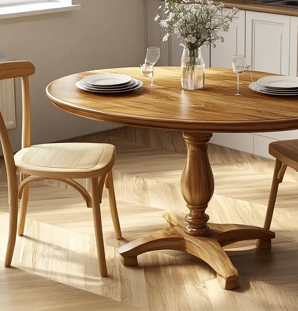 Organic modern dining furniture with natural wood finish