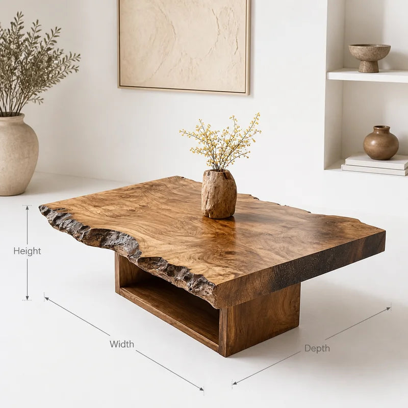 Natural Edge Irregular Solid Wood Coffee Table – Bold Living Room Table