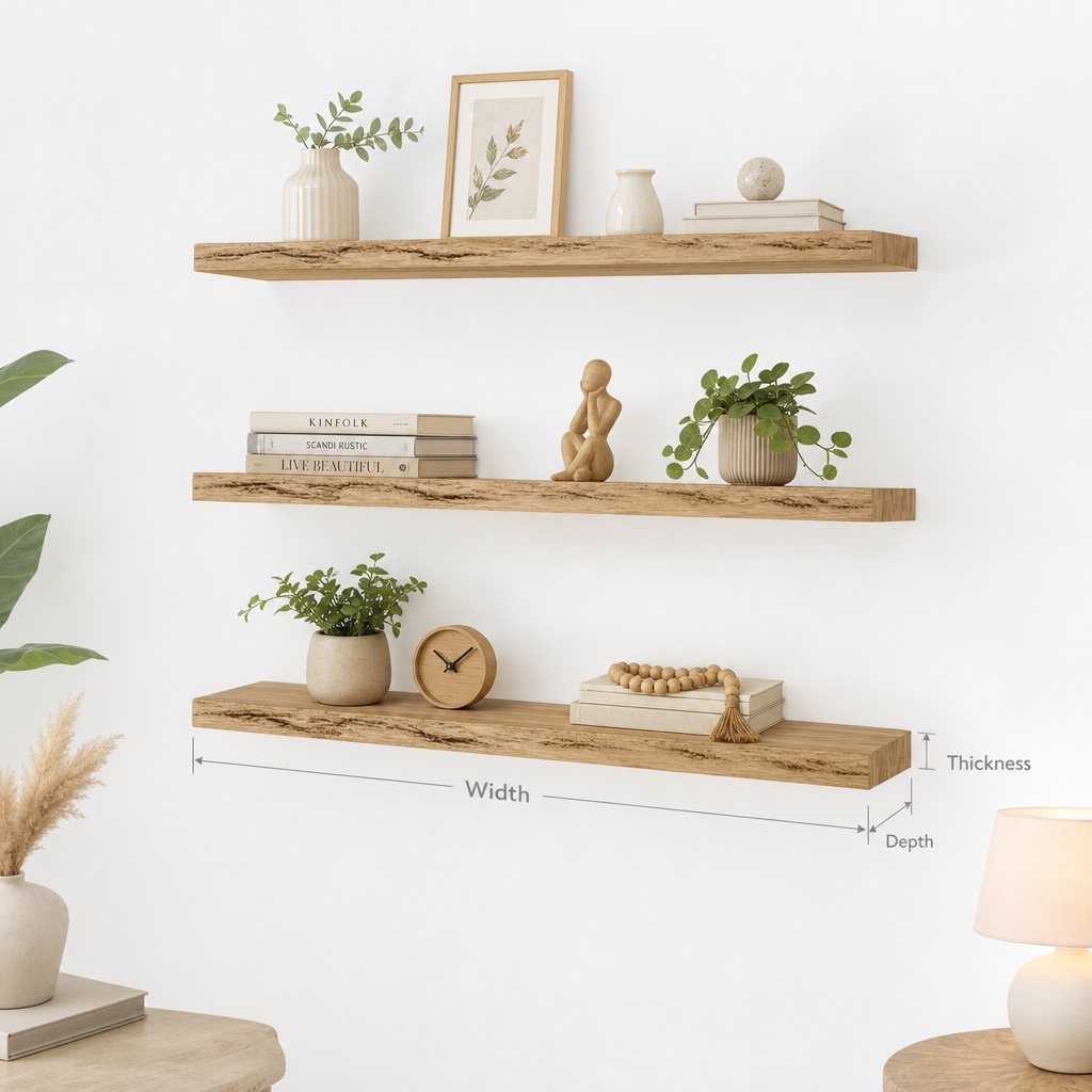 Natural Handcrafted Floating Shelf Wood Decor for Baby Nurseries