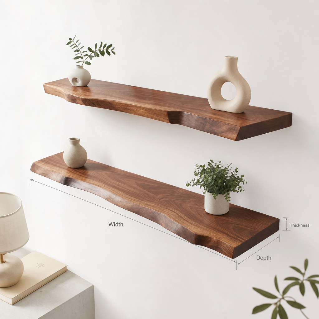 Natural Handcrafted Floating Shelf Wood Decor for Baby Nurseries