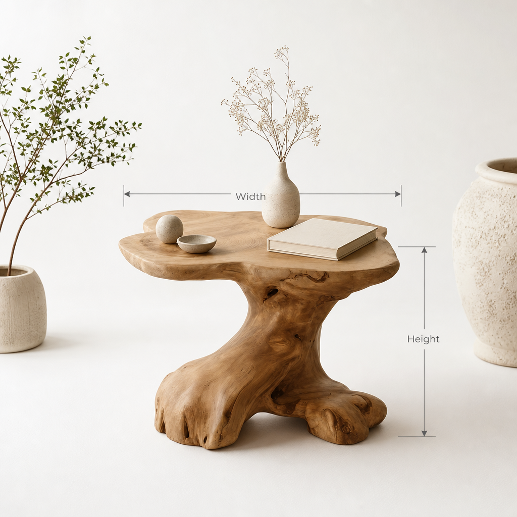 Natural Live Edge End Table – Handmade Wooden Bedside Accent Table