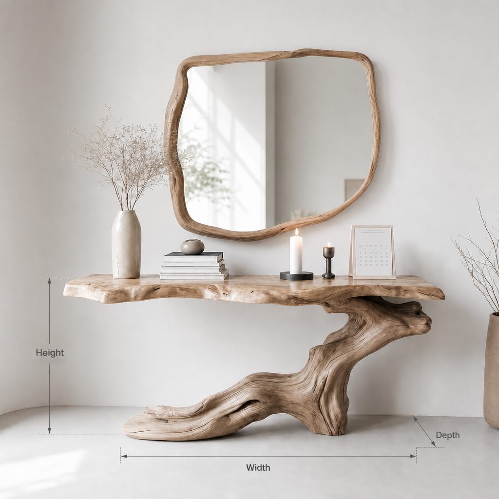 Natural Solid Wood Console Table – Handmade Rustic Entryway Table