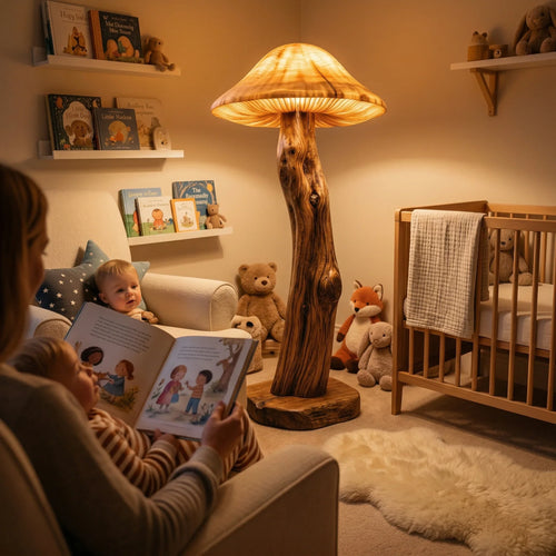 Nursery Mushroom Floor Lamp with Translucent Gill Glow Cap