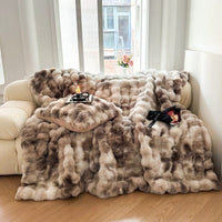 Luxurious Rabbit Faux-Fur Blanket Throw