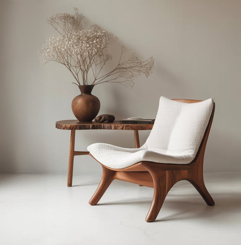 Handcrafted wood chair with organic curved silhouette