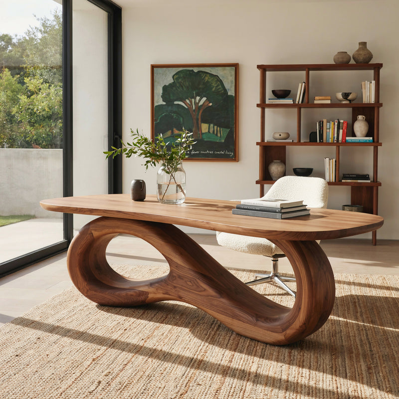 Organic infinity loop writing desk in solid wood
