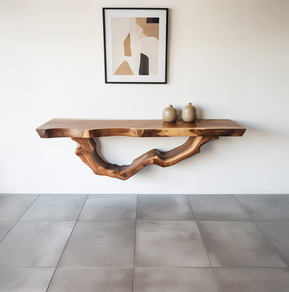 Organic live edge floating shelf made from solid wood