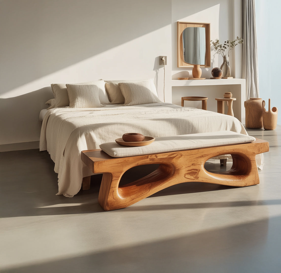 Handcrafted solid living room coffee table with natural live edge design